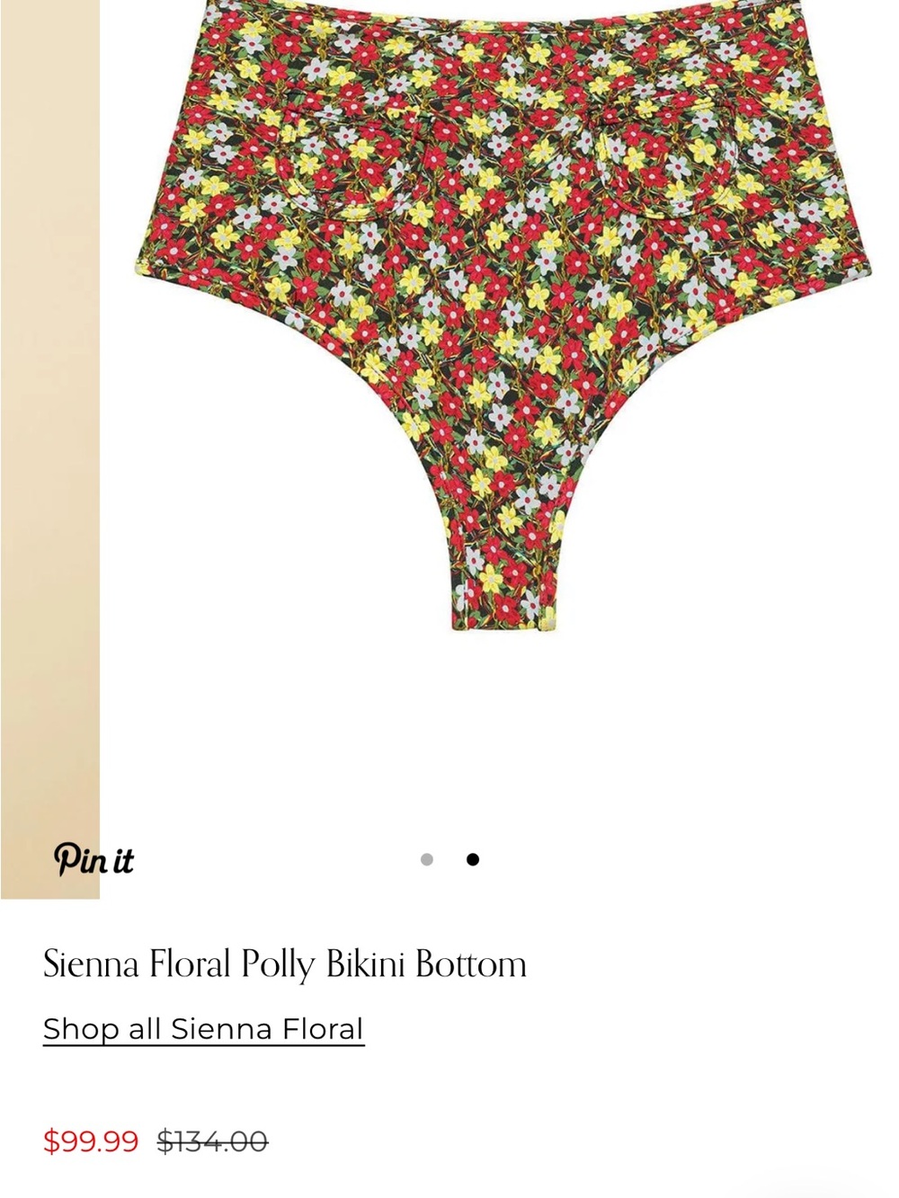 Sienna Floral Polly Bikini Bottom small NWT